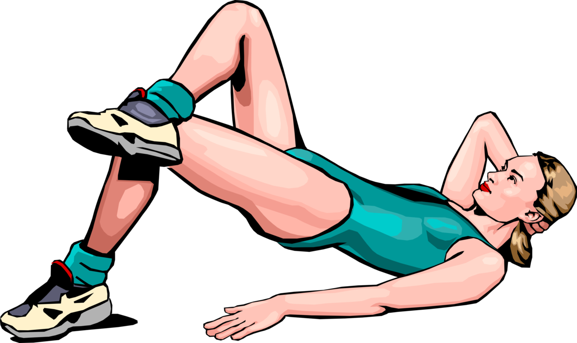 Vector Illustration of Exercise and Physical Fitness Workout Doing Floor Work