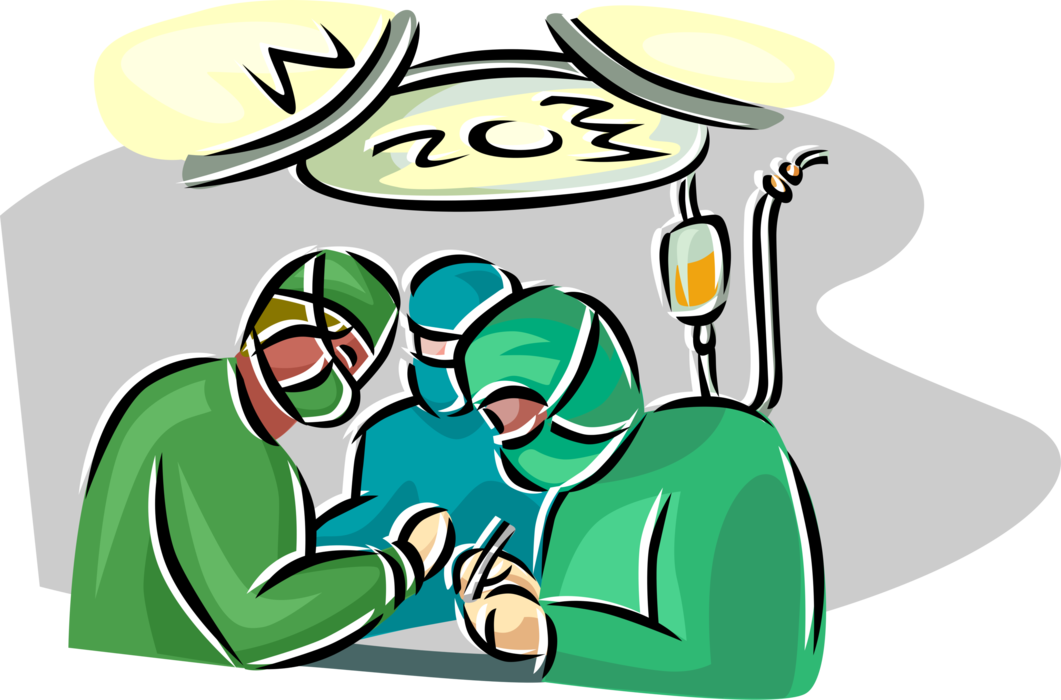 Vector Illustration of Health Care Professional Doctor Physicians in Operating Room Surgery