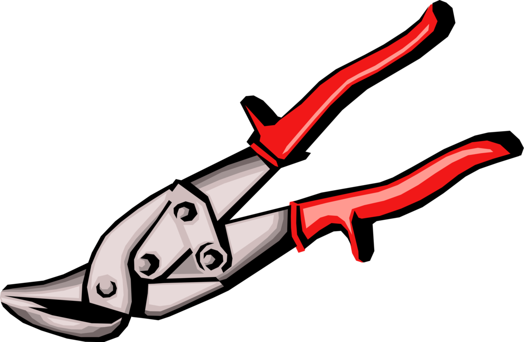 Vector Illustration of Tinner's Snips or Shears Hand Tool used to Cut Sheet Metal