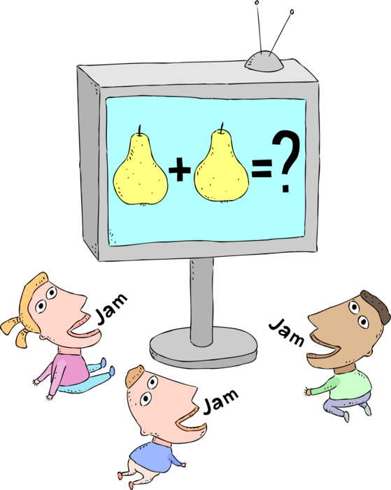 Vector Illustration of Children Watching Children's Television Program
