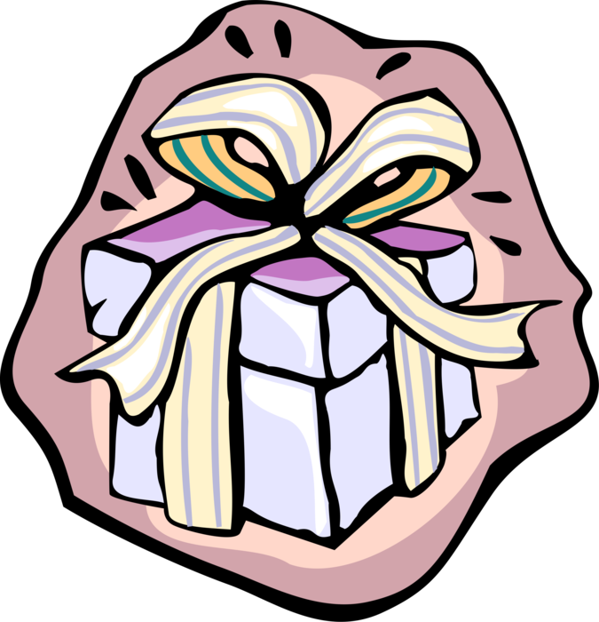 Vector Illustration of Gift Wrapped Birthday, Anniversary, or Christmas Present with Bow