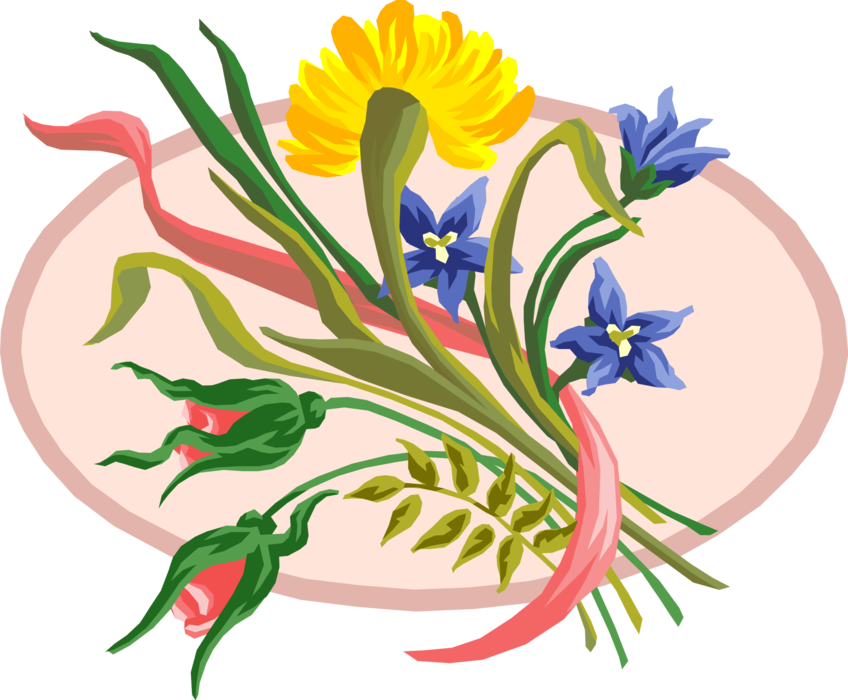 Vector Illustration of Wildflower Flower Bouquet in Summer