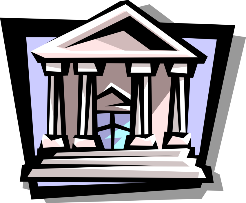 Vector Illustration of Financial Bank Institution for Receiving Deposits, Lending, Exchanging and Safeguarding Money