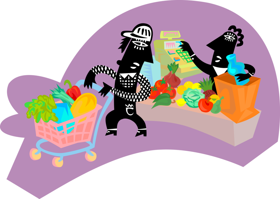 Vector Illustration of Customer Purchase with Shopping at Grocery Store Supermarket