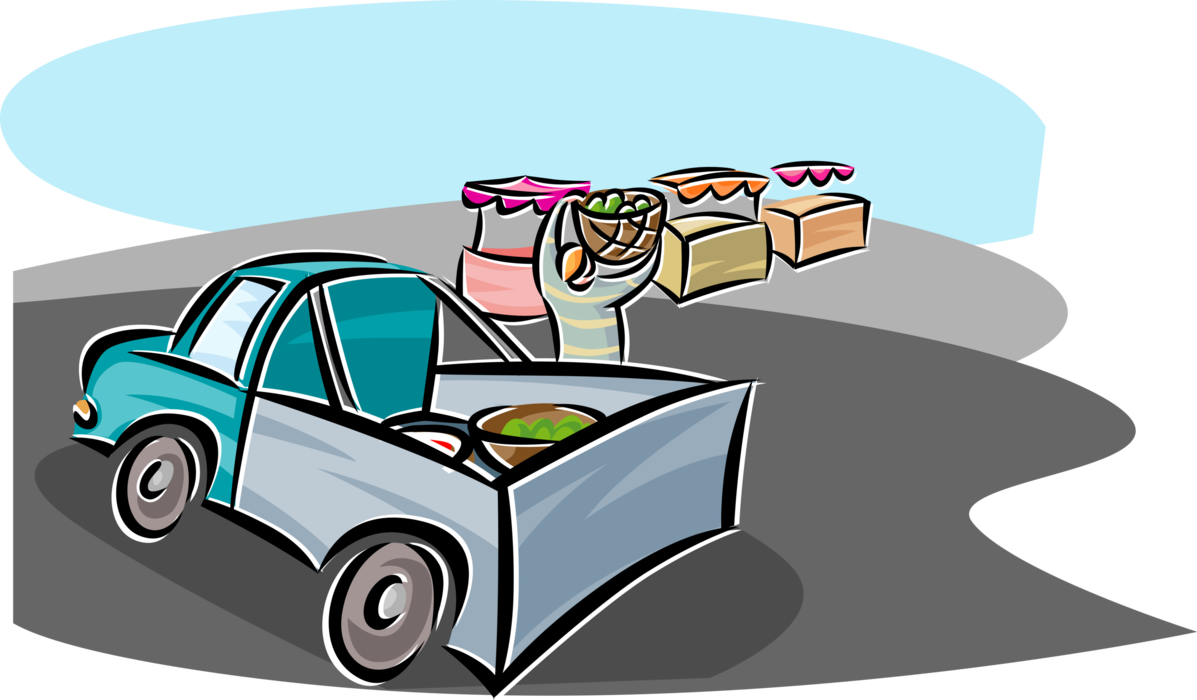 Vector Illustration of Local Farmer Delivering Fresh Crops to Market Vendors