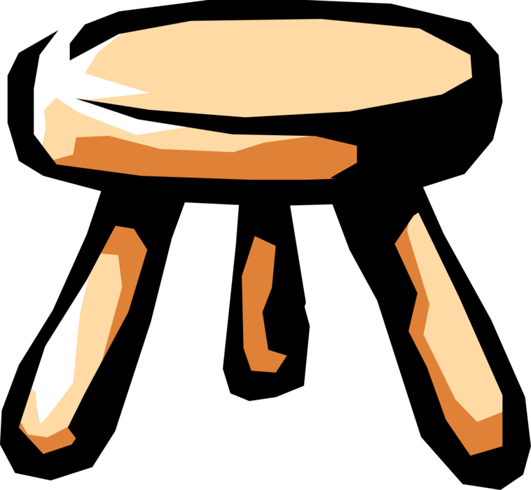 Vector Illustration of Three-Legged Stool Furniture