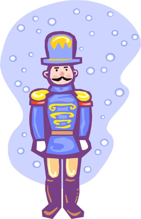 Vector Illustration of Child's Toy Wooden Soldier in Snow