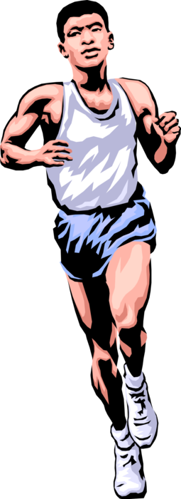 Vector Illustration of Track and Field Athletic Sport Contest Sprinter Running Race