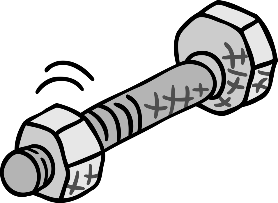 Vector Illustration of Nut and Bolt Threaded Fastener Related to Screws