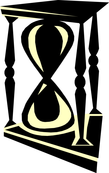 Vector Illustration of Hourglass or Sandglass, Sand Timer, or Sand Clock Measures Passage of Time