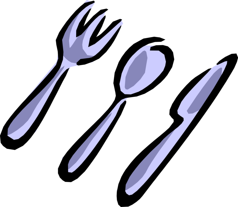 Vector Illustration of Kitchen Kitchenware Knife, Fork and Spoon Cutlery Utensils