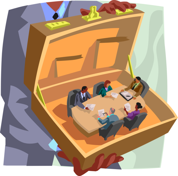 Vector Illustration of Business Meeting in Briefcase