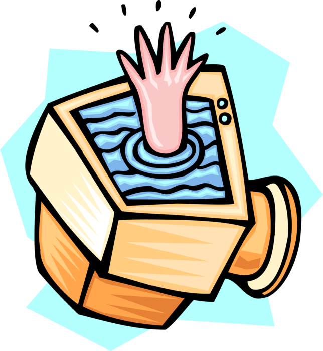 Vector Illustration of Drowning in Technology