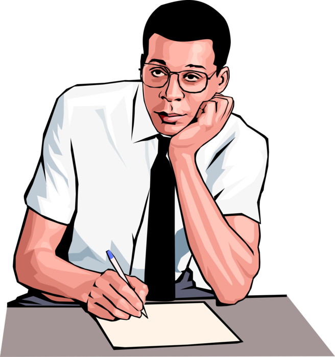 Vector Illustration of Businessman Taking Notes During Business Meeting