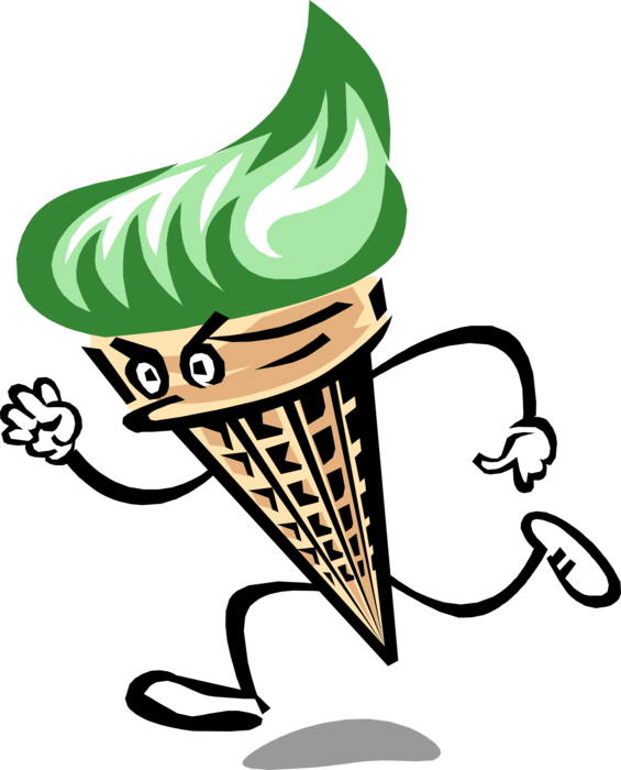 Vector Illustration of Anthropomorphic Ice Cream Man Running