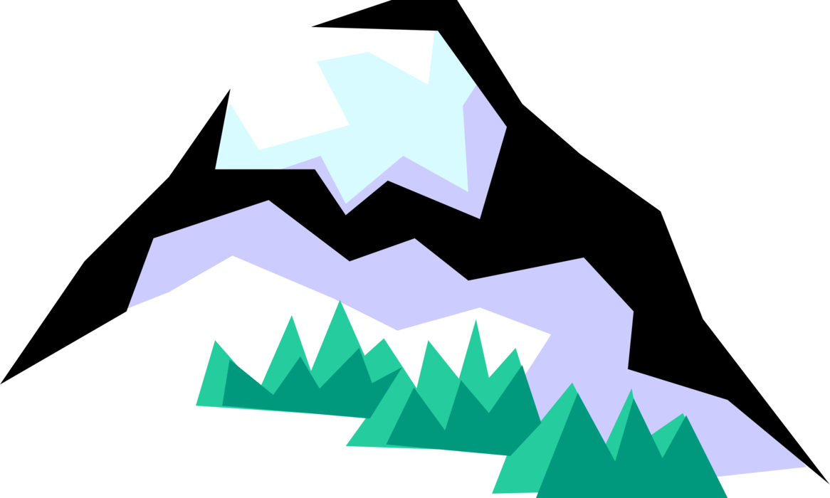 Vector Illustration of Snow-Capped Mountain in Nature