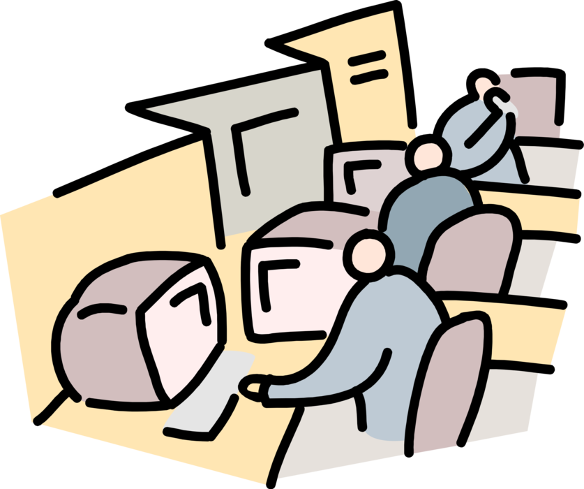 Vector Illustration of Crowded Office Environment with Limited Space