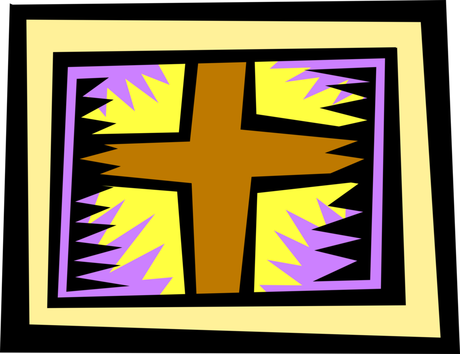 Vector Illustration of Christian Crucifix Cross Stained Glass Symbol