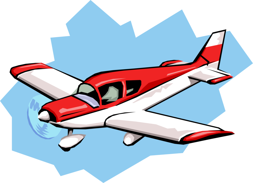 Vector Illustration of Small Fixed-Wing Piston-Powered Propeller Aircraft Airplane
