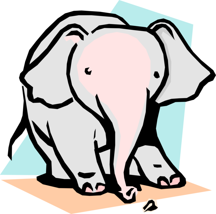 Vector Illustration of Cartoon Elephant with Peanut Nut
