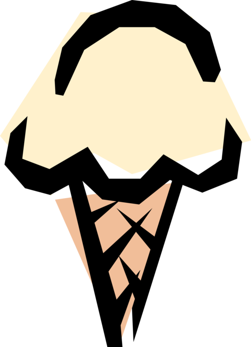 Vector Illustration of Gelato Ice Cream Cone Food Snack or Dessert