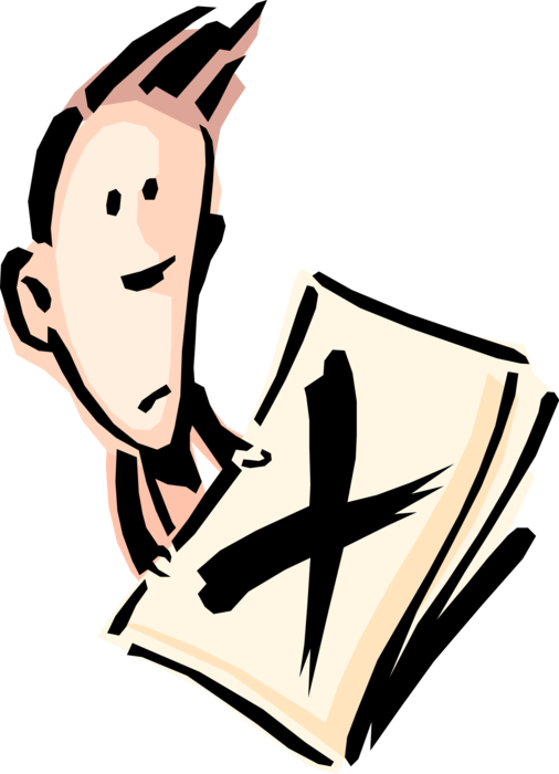 Vector Illustration of Man with an X on Paper
