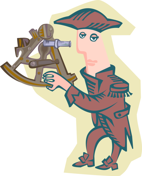 Vector Illustration of Renaissance Explorer Adventurer with Sextant Navigation Instrument