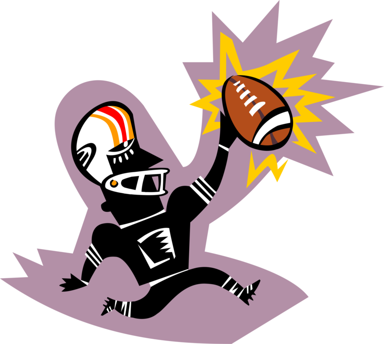 Vector Illustration of Football Player Celebrating Touchdown During Game