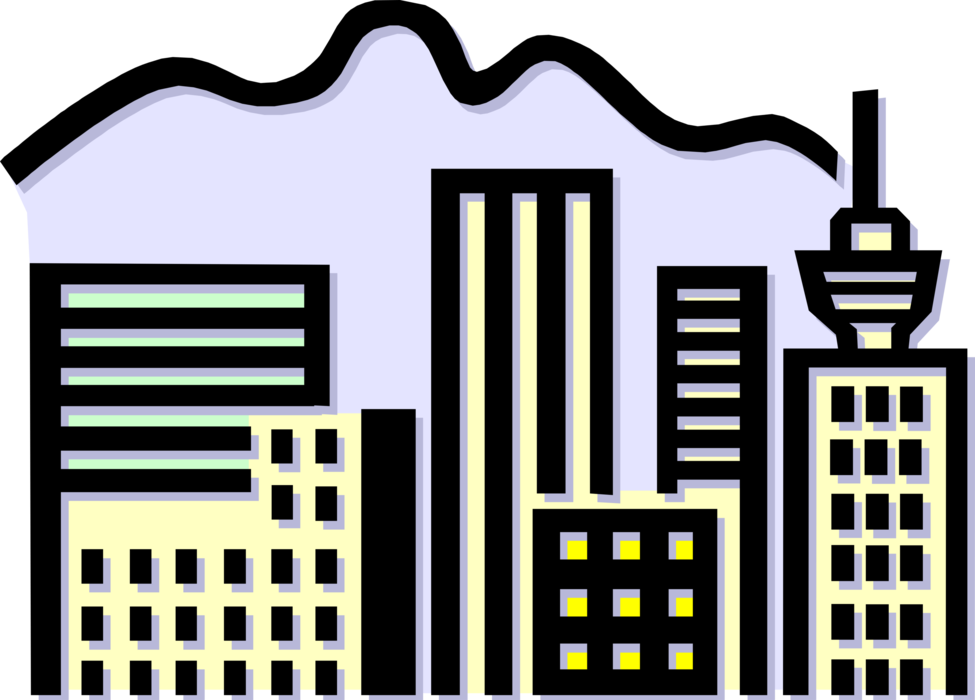 Vector Illustration of Urban Metropolitan City Skyline Symbol