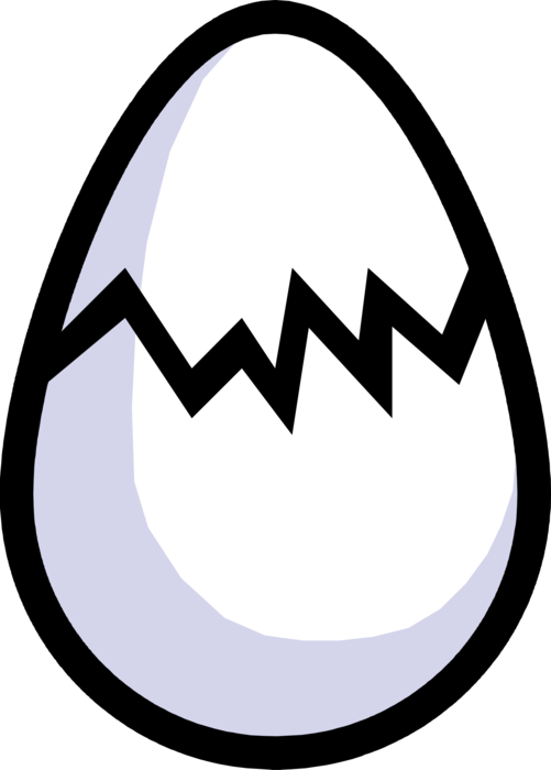 Vector Illustration of Cracked Domestic Hen Chicken Egg