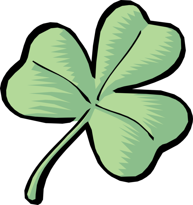 Vector Illustration of St Patrick's Day Four-Leaf Clover Irish Shamrock Brings, Faith, Hope, Love, and Good Luck