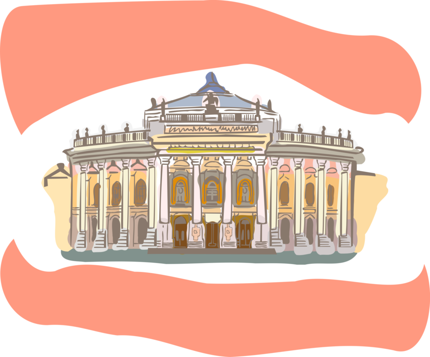 Vector Illustration of Vienna State Opera House, Vienna, Austria