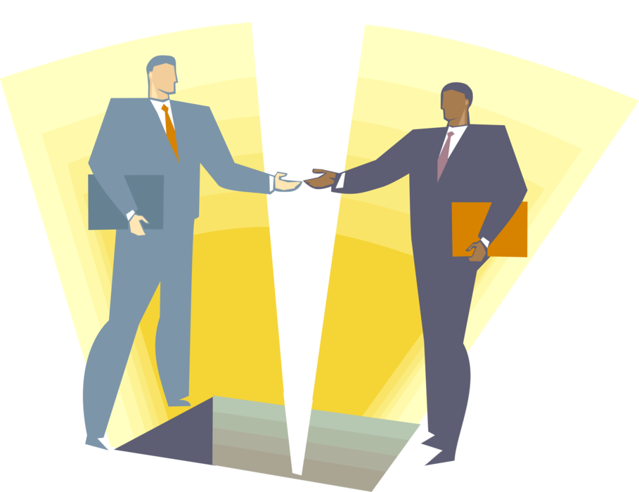 Vector Illustration of Two Businessman Greet and Shake Hands