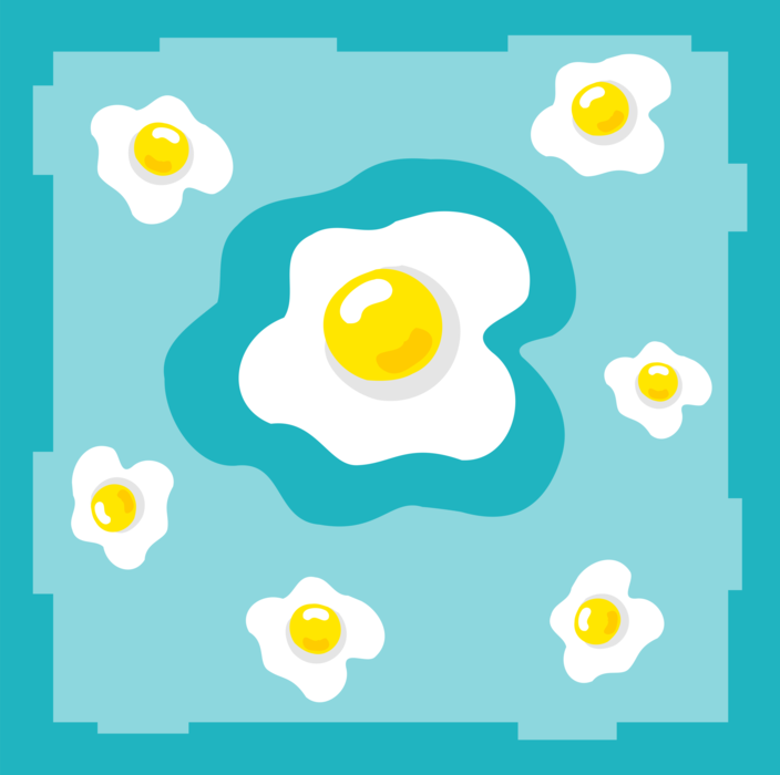 Vector Illustration of Domesticated Fowl Chicken Eggs with Yellow Yolks