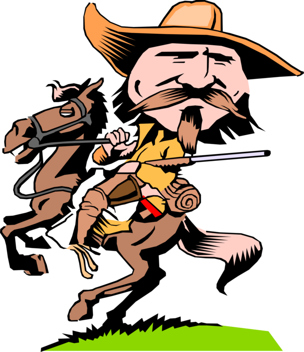 Vector Illustration of "Wild Bill" Buffalo Bill Hickok Rides Horse
