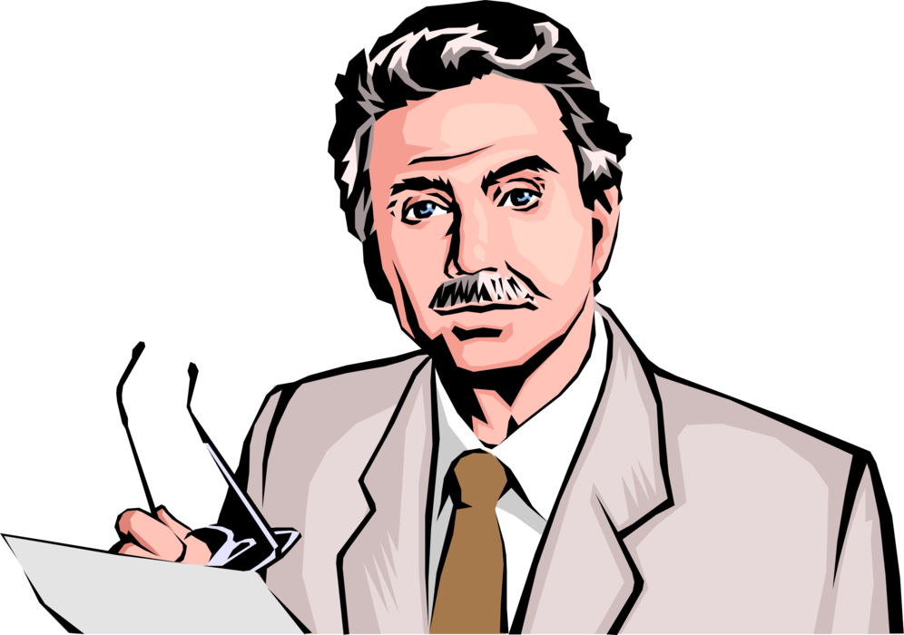 Vector Illustration of Businessman Pauses to Reflect for Emphasis