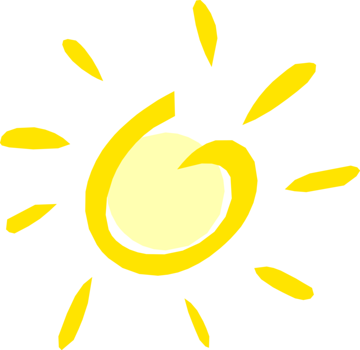 Vector Illustration of Summer Sun Shines Sunshine and Sunlight
