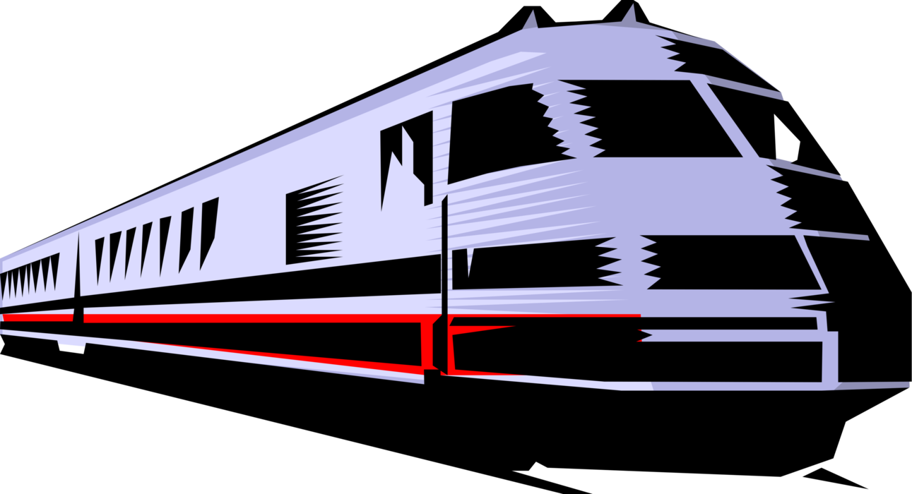 Vector Illustration of Railroad Rail Transport Speeding Locomotive Railway Train