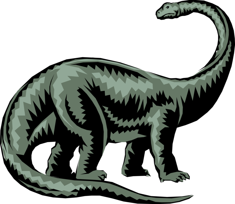 Vector Illustration of Prehistoric Brontosaurus Dinosaur from Jurassic and Cretaceous Periods