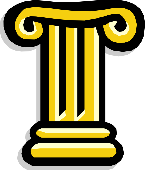 Vector Illustration of Ancient Classic Greek Architecture Ionic Order Column Pedestal with Capital Volutes