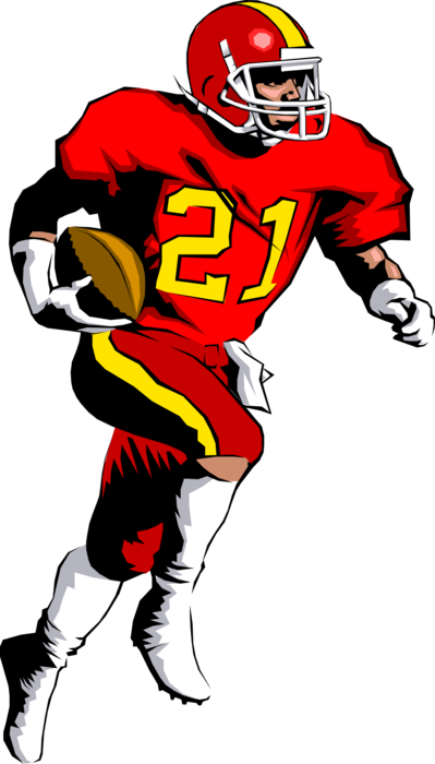 Vector Illustration of Football Running Back Runs with the Ball