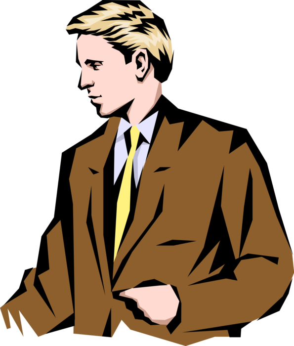 Vector Illustration of Businessman Standing and Talking