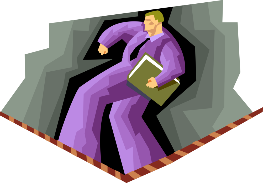 Vector Illustration of Businessman Walking Highwire Tightrope