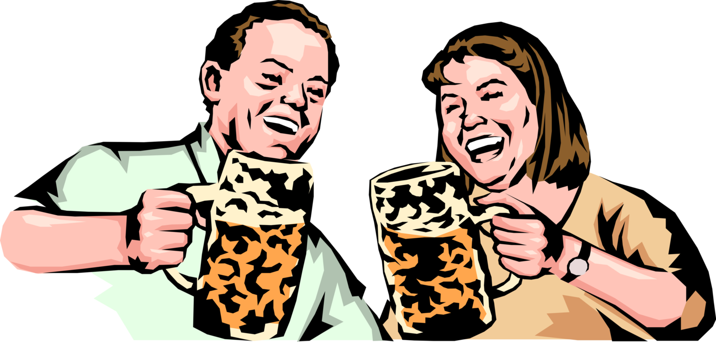 Vector Illustration of German Party Animals Drinking Beer