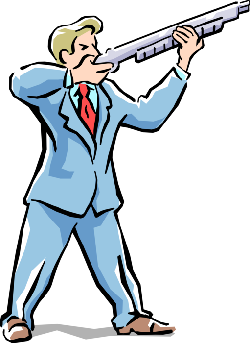 Vector Illustration of Businessman Firing Shotgun in the Air