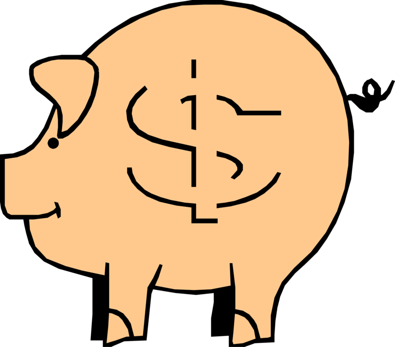 Vector Illustration of Piggy Bank Money Coin Container used by Children Teaches Thrift and Savings