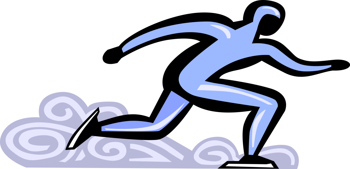 Vector Illustration of Competitive Speed Skating Skater on Ice Skates