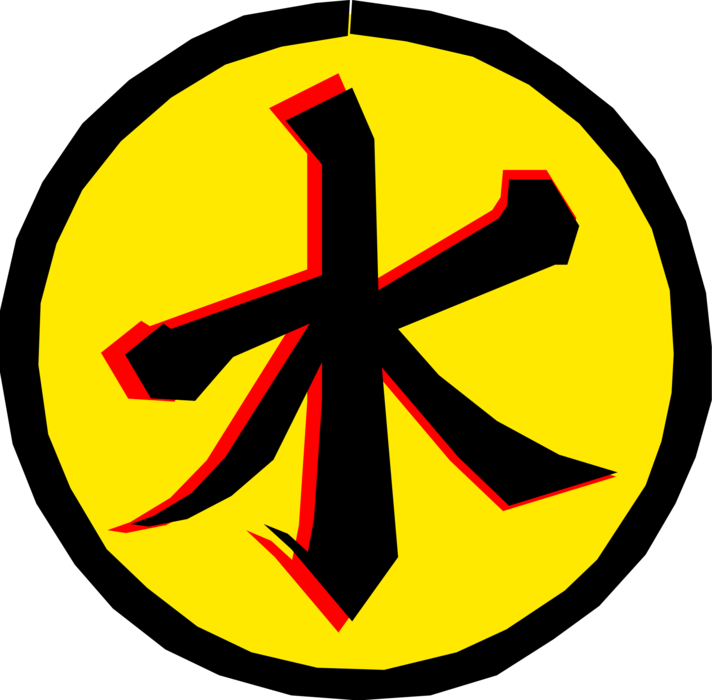 Vector Illustration of Confucian Ideogram for Water Symbol used in Confucianism