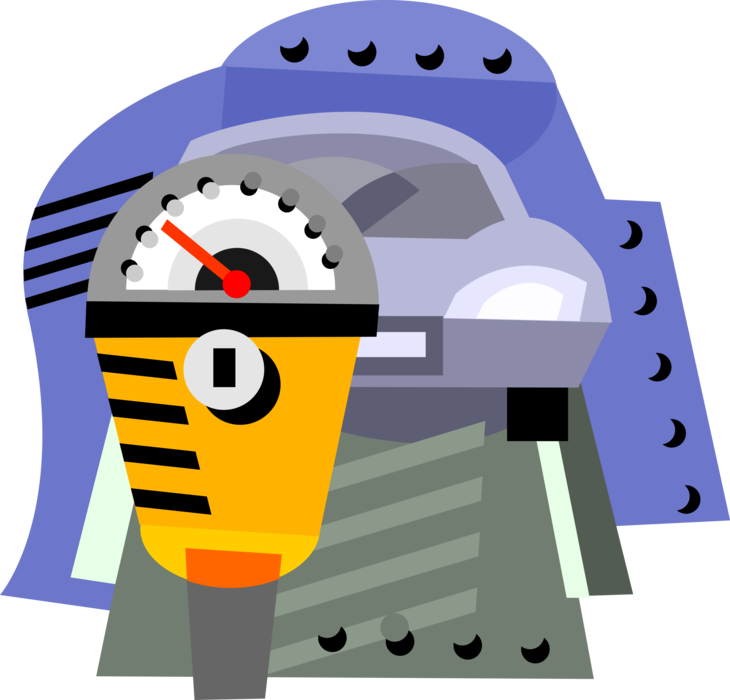 Vector Illustration of Parking Meter used to Collect Money in Exchange for Right to Park Vehicle