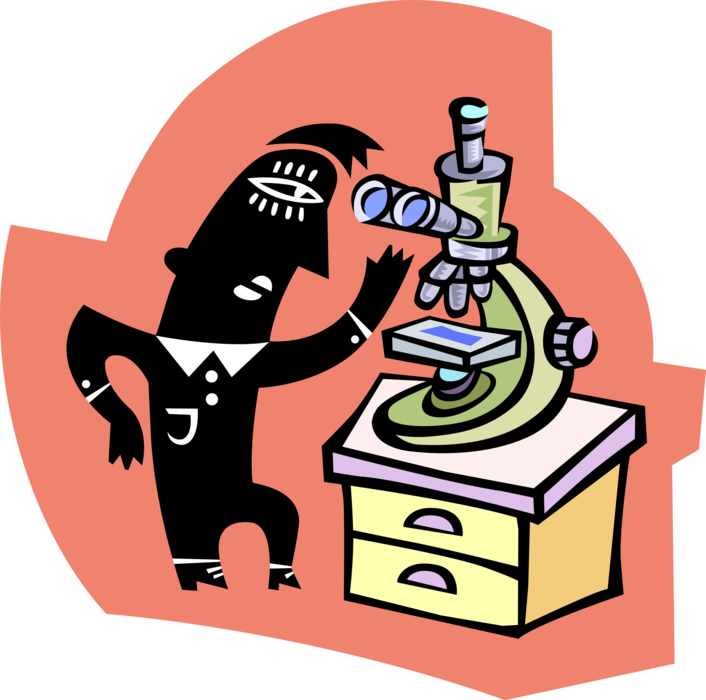 Vector Illustration of Laboratory Research with Microscope